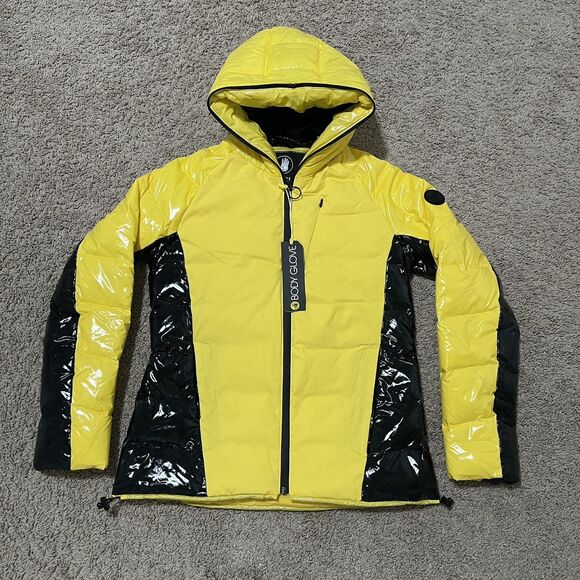 Body Glove Jacket Women Small Yellow Puffer Duck Down Face Hood Zip Up Dandelion - Picture 2 of 13